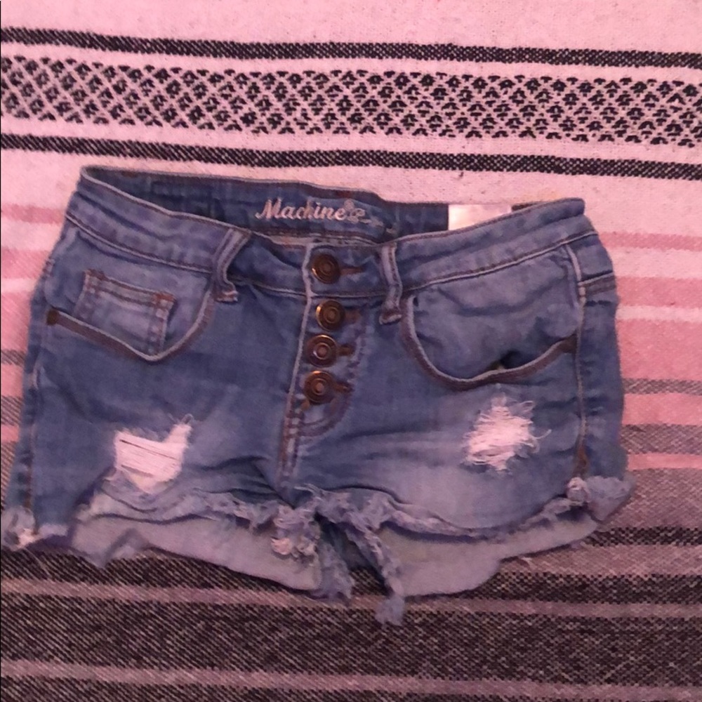 Distressed jean shorts